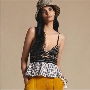 Anthropologie freida layered sweater tank top black white